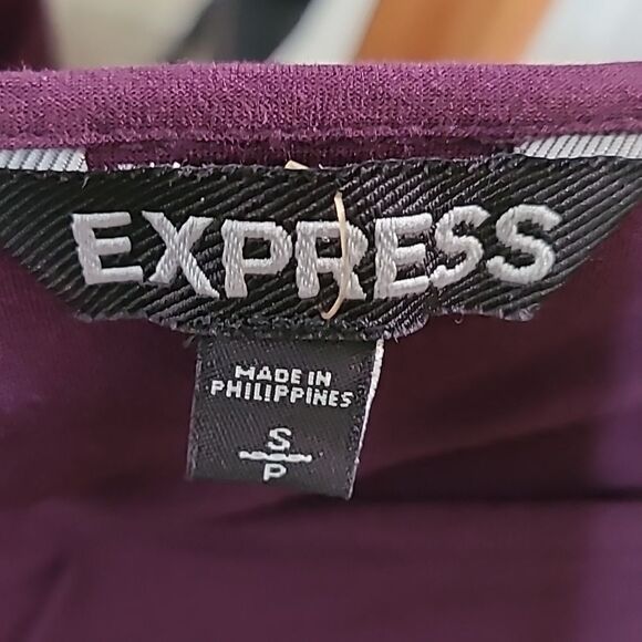 Express Cold-Shoulder Mini-Dress, Dark Purple, Size Small Petite - Picture 7 of 8